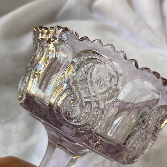 Antique EAPG Glass tinted Amethyst & Gold color footed compote - Picture 6 of 10